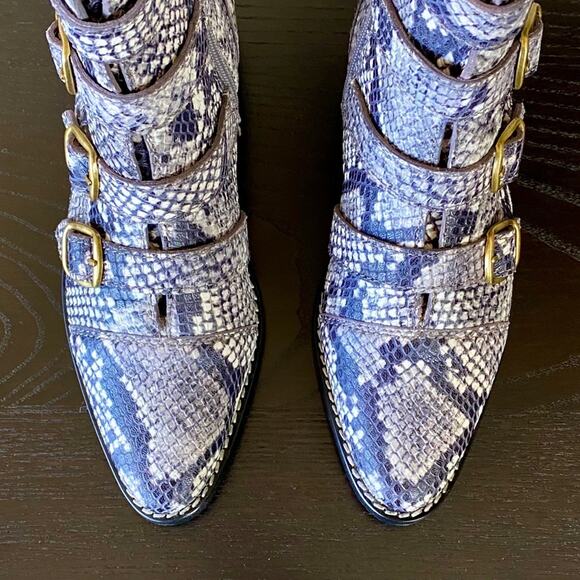 NWB J.Crew Multi-Buckle Boots Snake Leather AE921 - Picture 8 of 12